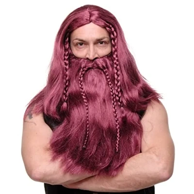 Image of Wig ME UP Party/Fancy Dress/Halloween RED &amp; braided Beard Erik Viking Chieftain Barbarian Berzerker Dwarf