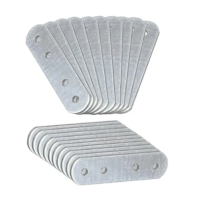 Image of OMIdeas 20 x Connecting Plates (60 16 1.5) Straight Repair Joining Fixing Mending Flat Bracket Brace Shelf Support Metal Galvanised Connector