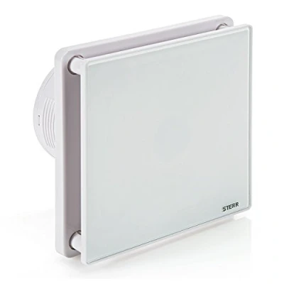 Image of STERR White Bathroom Fan 4 inches / 100 mm with TIMER Extractor Glass Front Modern Look BFS100T 10 W
