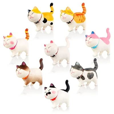 Image of Guichangkai 8 Pcs Realistic Cat Figurines, Figures Toy Set, Educational Kitty Set for Kids Boys Girls Lover