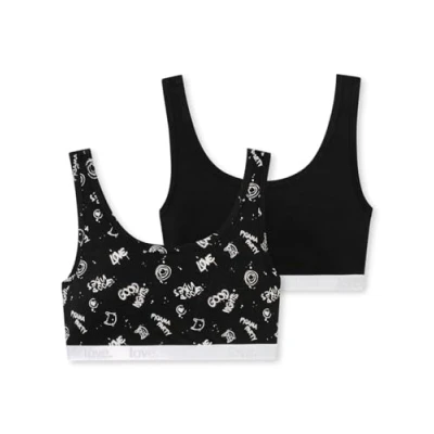 Image of Schiesser Girl&#039;s Pack of 2 Underwear Bustier 95/5 Organic Cotton Size 140 to 176 Bra, Assorted 1_181935, 12 Years