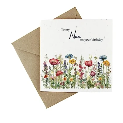 Image of Seeded Birthday Card for Nan Floral Meadow Eco Friendly Wildflower Plantable Nanny