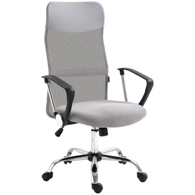 Image of HOMCOM Executive Office Chair High Back Mesh Seat Desk Chairs Light Grey
