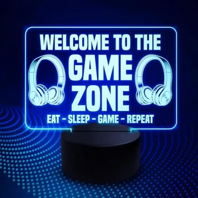 Image of Red Ocean Game Zone Welcome LED Neon Sign For Boys Bedroom Gamer Gifts Gaming Accessories Games Room Gift Son Brother