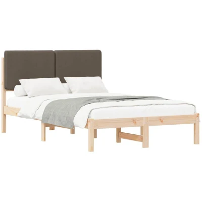 Image of vidaXL Bed Frame with Upholstered Headboard Taupe 120 x 200 cm