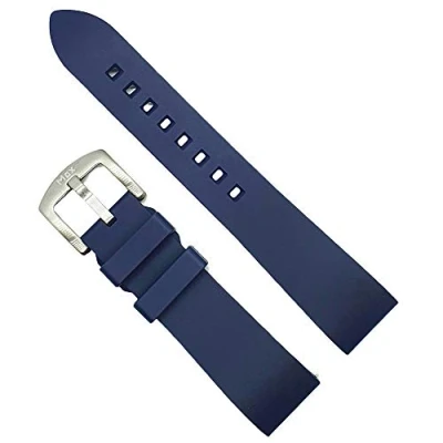 Image of Max Fluoroelastomer (FKM Rubber) Quick Release Watch Strap &amp; Smartwatch Band 20mm, 22mm, 24mm Red, Navy Blue, Orange, Brown, Black, Green Fluoro rubber (18mm, Navy)