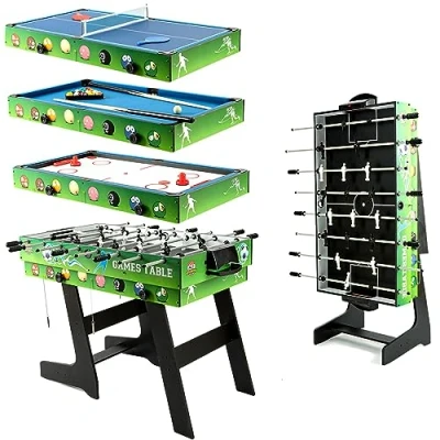 Image of 4 in 1 Multi Game Combination Table Set for Kids Pool Table, Foosball Table,Ping Pong Slide Hockey Family Parent child Interactive (4ft, 1.2m)