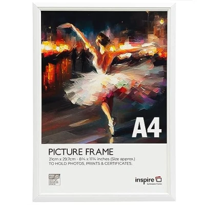 Image of Inspire By Hampton EASYLOADER A4 (21x30cm) White Picture Poster Frame Plexi (Non Glass) 1 Pack IBH EASA4WHP PK1