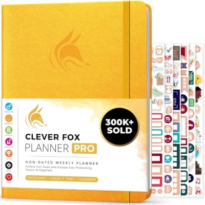 Image of Clever Fox Planner PRO Weekly &amp; Monthly Life to Increase Productivity, Time Management and Hit Your Goals, 21.5x28cm (Amber Yellow)