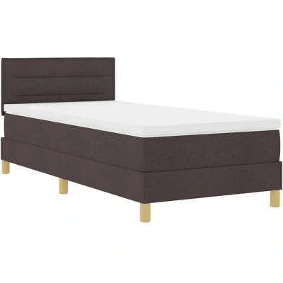 Image of vidaXL Box Spring Bed with Mattress Dark Brown 100x200 cm Fabric