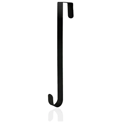 Image of AKH Christmas Wreath Hanger 30 cm / 12&quot; in Length Metal Hook Over The Door Hanging for Home Office Wall Wreaths Decor (Black)