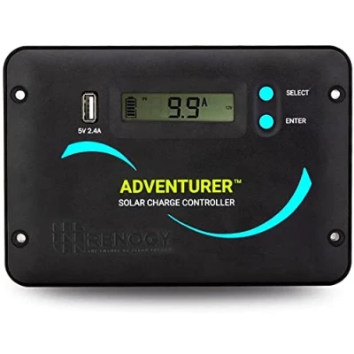 Image of Renogy Adventurer 30A Solar Charge Controller, 12V/24V Negative Ground PWM Flush Mount Controller with LCD Display, for Sealed, Gel, Flooded and Lithium Batteries