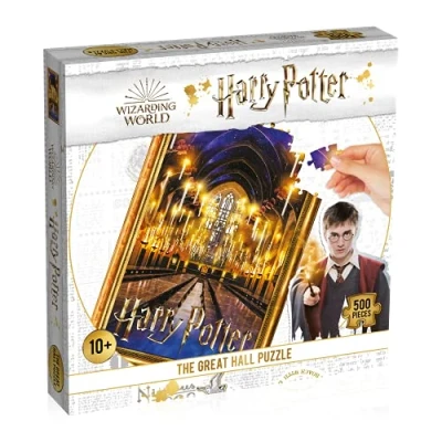 Image of Winning Moves Harry Potter Great Hall 500 piece Jigsaw Puzzle Game, Own a of Wizarding history depicting the Hall, gift for witches, wizards and muggles aged 10 plus