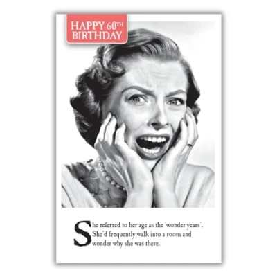Image of On The Ceiling, 60th Birthday Card for Her, Age 60 Card, Cute a Girl
