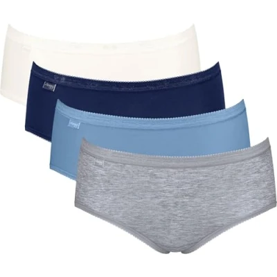 Image of Basic+ Midi Briefs (4 Pack) White/Navy/Light Blue/Grey Blue S 10