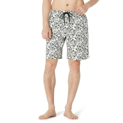Image of Amazon Essentials Men&#039;s 9&quot; Quick Dry Swimming Trunks, Black Ivory Tropical Leaves, L