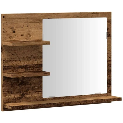Image of vidaXL Bathroom Mirror Cabinet Old Wood Engineered Wood, 60x10.5x45 cm, Wall Mounted, Modern Style, Ample Storage