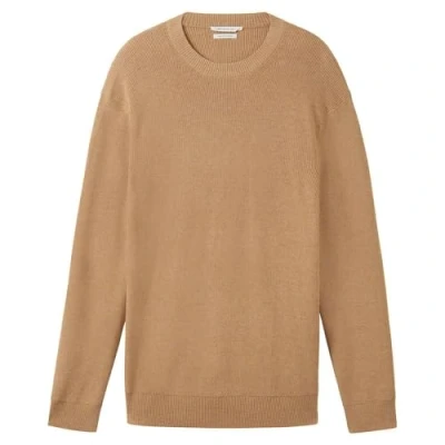 Image of TOM TAILOR Men&#039;s 1038238 Cosy Basic Crewneck Knit Sweater, 32722 Beach Sand Melange, XL