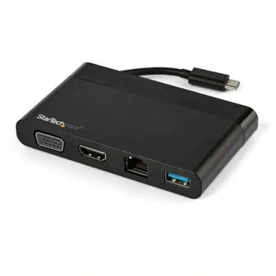 Image of StarTech.com USB C Multiport Adapter with HDMI, VGA, Gigabit Ethernet &amp; 3.0 to 4K HDMI or 1080p VGA Display Mini Dock Hub Travel Docking Station for Laptops (DKT30CHVCM)