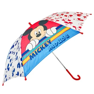 Image of Mickey Mouse Classic Umbrella for Boys, 100cm Arc Size Windproof, Reinforced Canopy, Polyester Material 8 Panels Handle