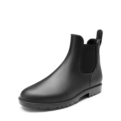 Image of DREAM PAIRS Wellington Boots Men Ankle Wellies Short Chelsea Booties Waterproof Rain Easier On and Off,Size 9,Black,SDRB2401M E