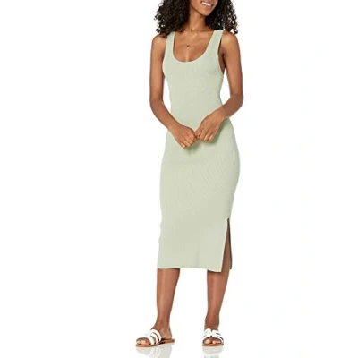 Image of The Drop Women&#039;s Yasmin Rib Midi Sweater Tank Dress, Desert Sage, XXS