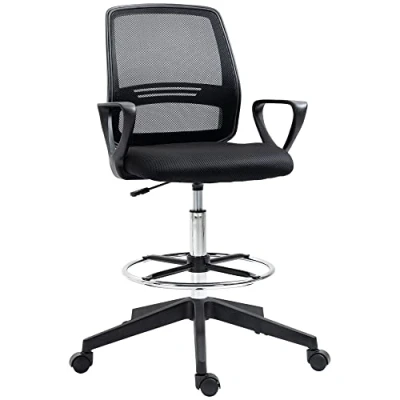 Image of Vinsetto Ergonomic Mesh Back Drafting Chair, Tall Office Draughtsman Chair with Adjustable Height and Footrest 360 Swivel