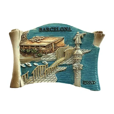 Image of Barcelona Spain 3D Scroll Shaped Refrigerator Magnet Tourist Souvenirs Resin Magnetic Stickers Fridge Home &amp; Kitchen Decoration from China