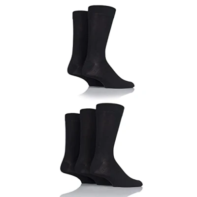 Image of 5 Pair Black Plain Bamboo Socks Men&#039;s 7 11 Mens SOCKSHOP