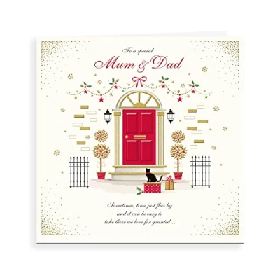 Image of Piccadilly Greetings Group Ltd Regal Publishing Classic Christmas Card Mum &amp; Dad 223 mm sq