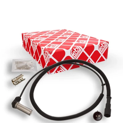 Image of 3029023300, 4029106400 ABS Sensor FEBI BILSTEIN 45779 Front Axle Left, Right with sleeve, grease 1200Ohm 920mm 1025mm