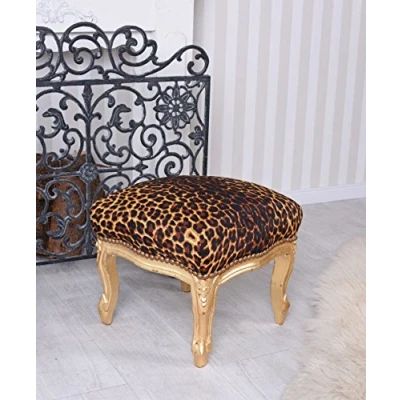 Image of Leo Small Footstool Animal Print Upholstered Bench Baroque Palazzo Exclusive