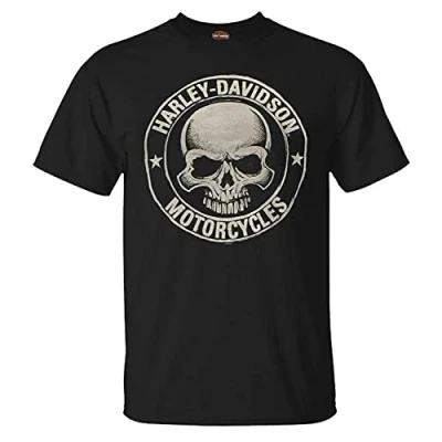Image of Harley Davidson Men&#039;s H D Skull Badge Short Sleeve T Shirt Black. 30298293