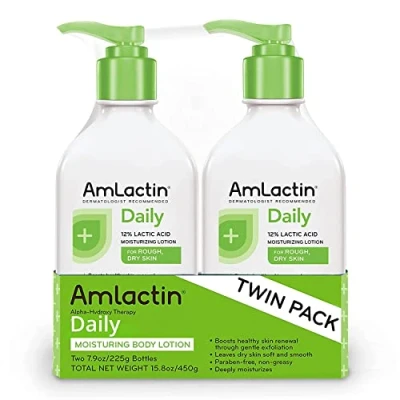 Image of AmLactin Daily Moisturizing Body Lotion Twin Pack, (2) 7.9 Ounce Bottles, Paraben Free