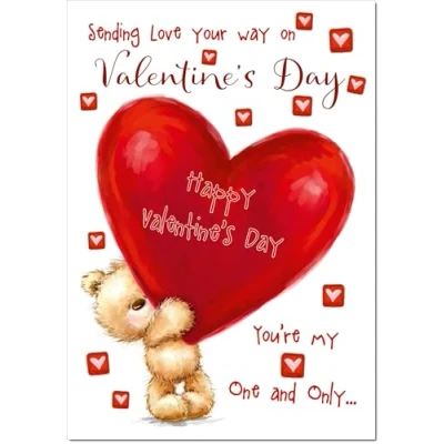 Image of doodlecards Valentine&#039;s Day Card Teddy and Giant Love Heart Large A4 Size with Plain Envelope