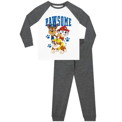 Image of Paw Patrol Pyjamas Boys Long Sleeve Marshall, Rubble And Chase PJs Grey 5 6 Years