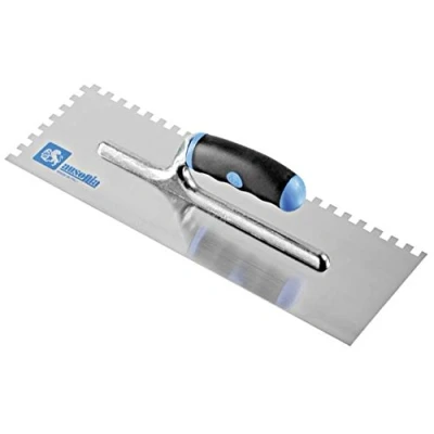 Image of AUSONIA 42314 PLASTERING TROWEL FOR GLUE WITH CARBON STEEL BLADE 36X12 TEETH 10X10 AND BIMATERIAL HANDLE