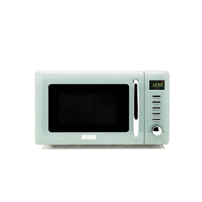 Image of Haden Cotswold Green Microwave Oven 800W Retro Design, 20L Capacity, Compact Digital for Small Kitchens, 5 Power Levels, Easy to Use and Clean with Defrost Express Functions
