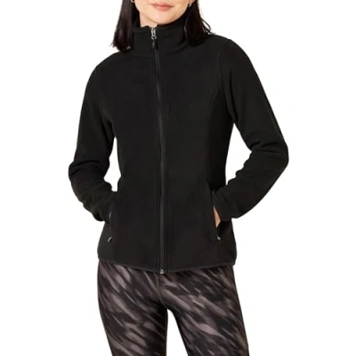 Image of Amazon Essentials Women&#039;s Classic fit Long Sleeved Full Zip Polar Soft Fleece Jacket (Available in Plus Size), Black, XXL