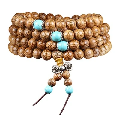 Image of 108 Beads Bracelet Tibetan Buddhist Buddha Meditation Natural Wood Mala Prayer Bead Necklace