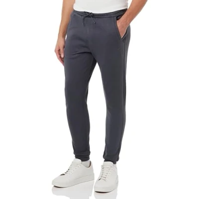 Image of BOSS Mens Hadiko curved Interlock cotton tracksuit bottoms with logo