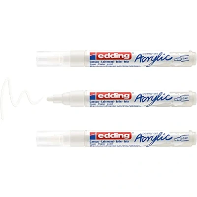 Image of edding 5100 acrylic marker medium white 3 waterproof paint round nib 2 3mm pen for drawing on canvas, art paper and wood markers pebbles