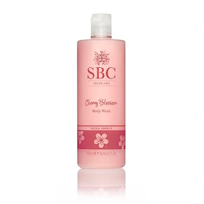 Image of SBC Skincare Cherry Blossom Body Wash 500ml Delicately Fragranced, Pampering Bubble Bath or Shower Gel
