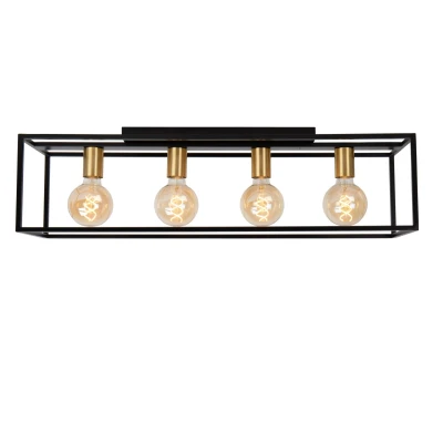 Image of Ruben Modern Bar Flush Ceiling Light 4xE27 Black