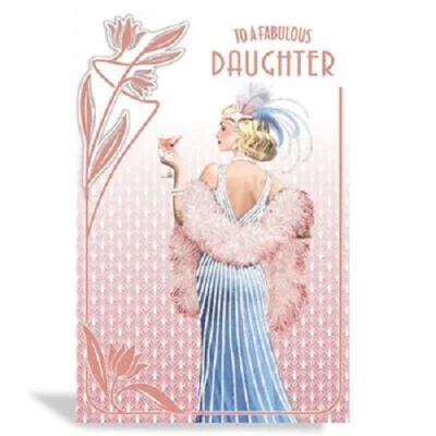 Image of Art Deco 1920&#039;s Flapper Lady Fabulous Daughter Glittered &amp; Foiled Birthday Card