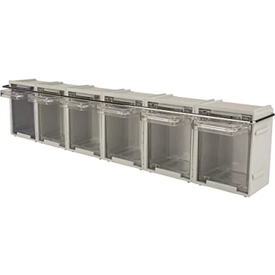 Image of Rhino Tilt Bins RTB1BAR Van Storage with Retaining Locking Bar Wall Mounted Small Parts Components Boxes. Ideal Clear View Containers for Screws Bolts Nails
