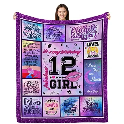 Image of Lviliss 12 Year Old Girl Birthday Gifts, Gifts Ideas, for Girls, 12th Decorations Girls Throw Blanket 50x60
