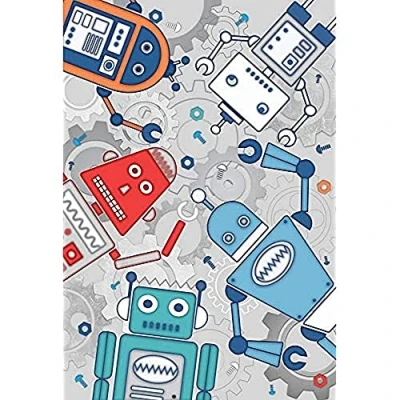 Image of Little Furn Robot Wall Mural Blue One Size