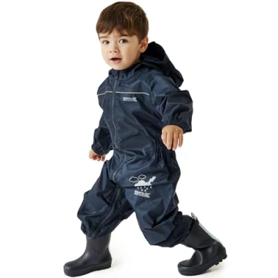Image of Regatta Unisex Kids Puddle IV Waterproof Suit Navy 2 3 Years