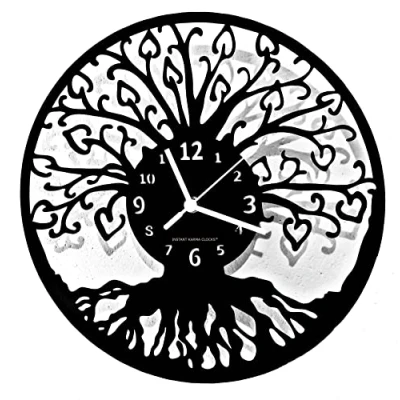 Image of Instant Karma Clocks Wall Clock Tree of Life Cosmology Kitchen Home Living Room Bedroom, Wood, Black, 12 inch/ 30cm